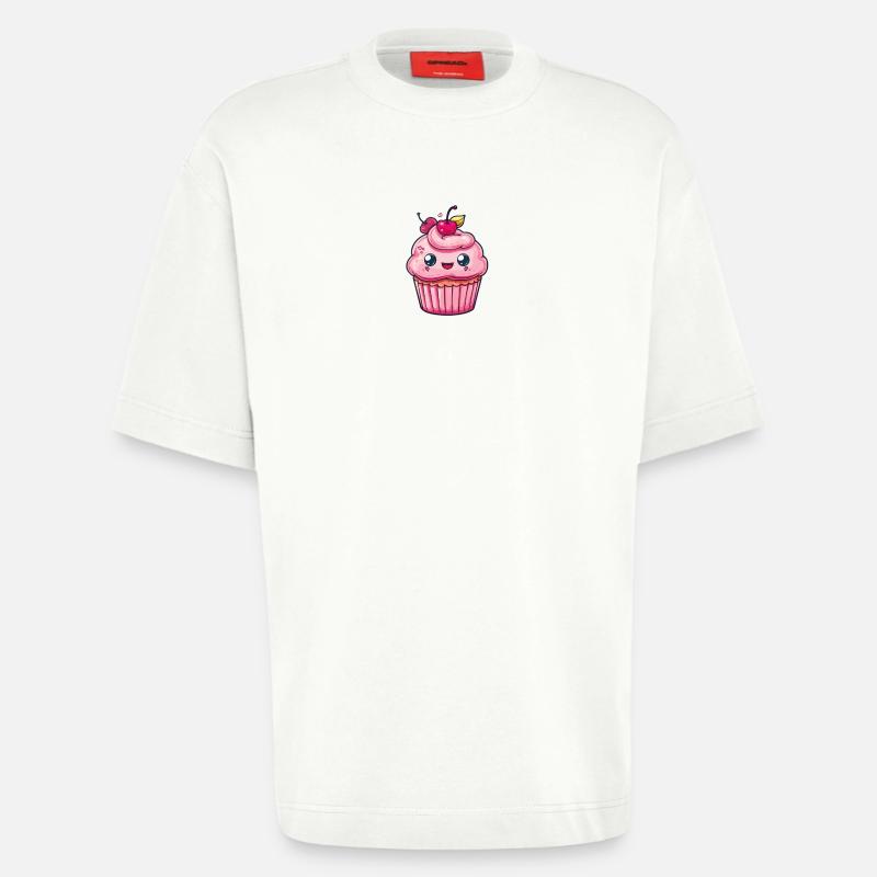 Conception de cupcake mignon - T-shirt bio épais oversize fabriqué en UE - OFF WHITE