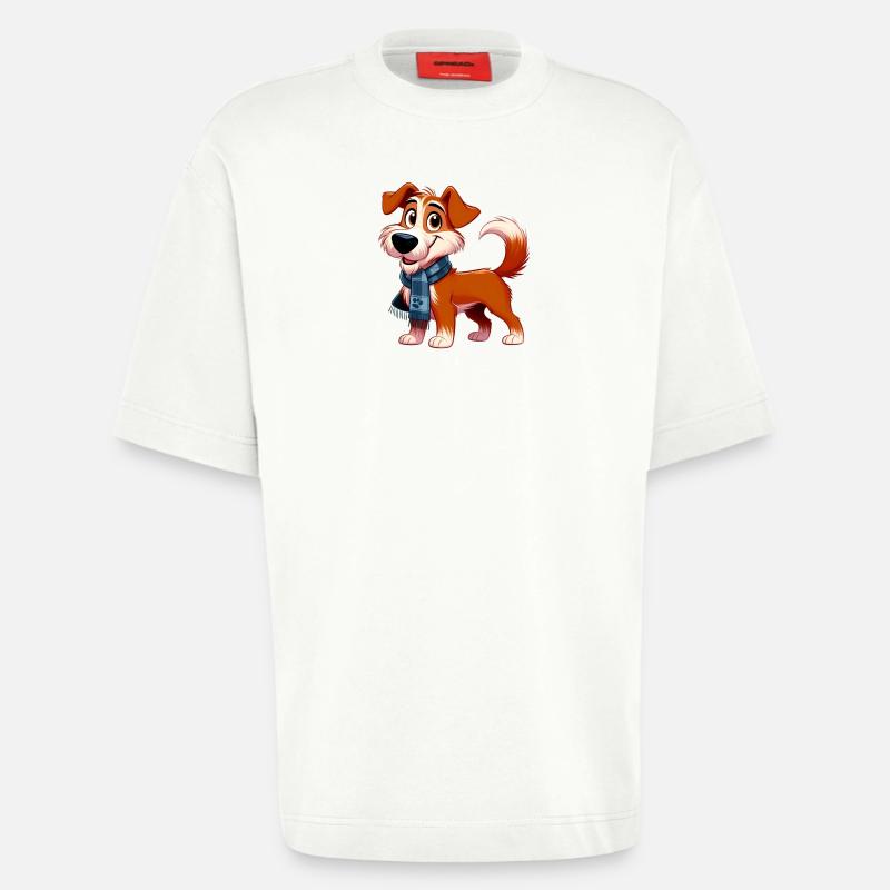 fox terrier 7 - T-shirt bio épais oversize fabriqué en UE - OFF WHITE