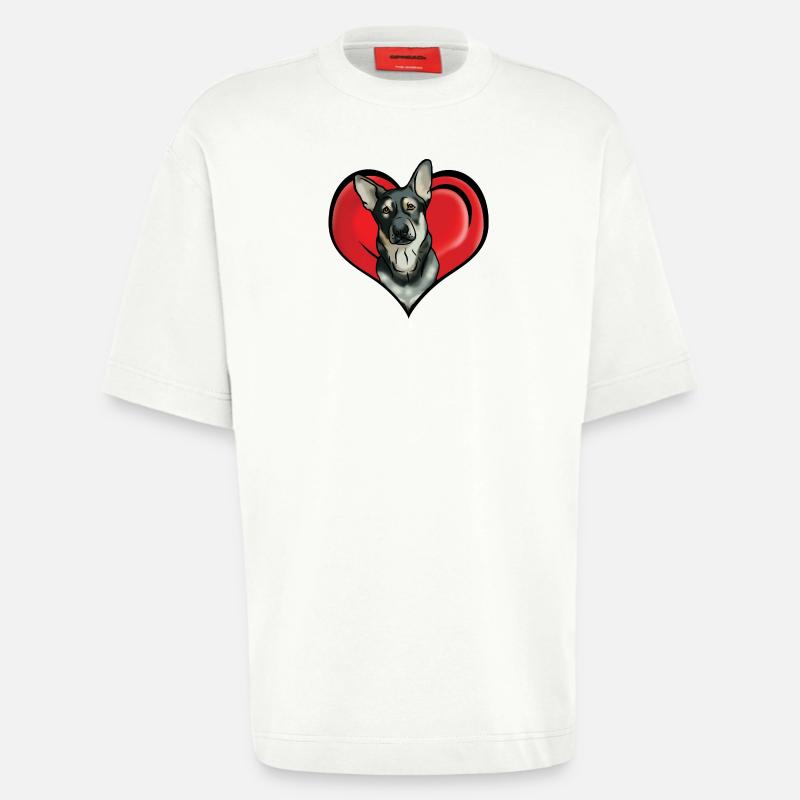 Comic Deutscher Schäferhund im Herz - Heavyweight T-Shirt - made by SPREAD  - OFF WHITE