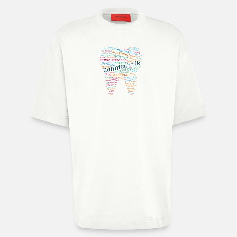 Zahntechnik Wordcloud bunt - Heavyweight T-Shirt - made by SPREAD  - OFF WHITE