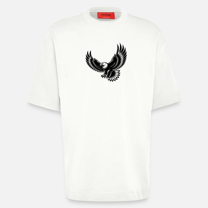 Aigle expressif aux ailes déployées - T-shirt bio épais oversize fabriqué en UE - OFF WHITE