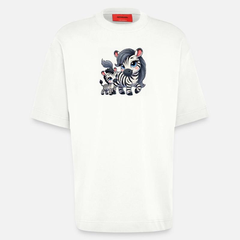 Zebra-Mutter mit Kind - Heavyweight T-Shirt - made by SPREAD  - OFF WHITE