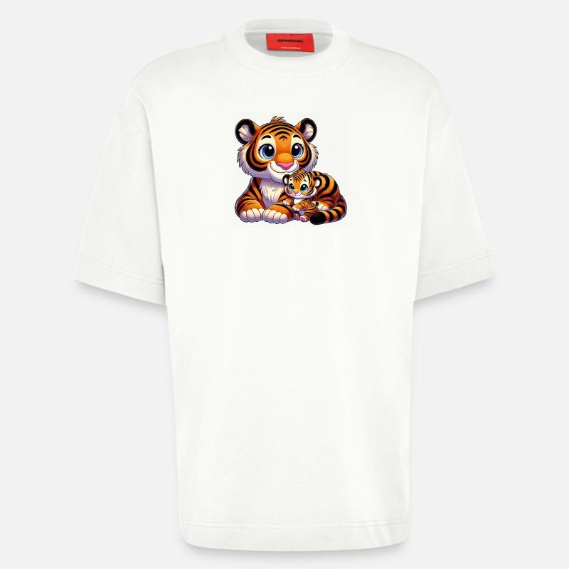 Tigermutter mit Kind - Heavyweight T-Shirt - made by SPREAD  - OFF WHITE