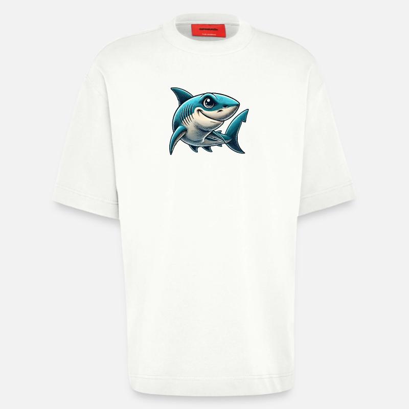Shark Comic - Heavyweight T-Shirt - made by SPREAD - OFF WHITE