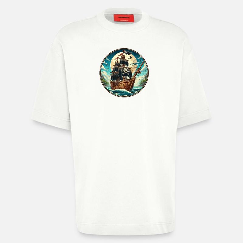 Pirate ship large - Heavyweight T-Shirt - made by SPREAD  - OFF WHITE