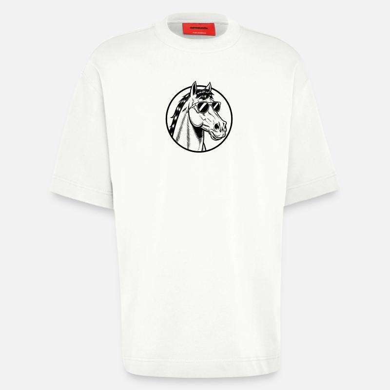 Cheval Équitation Équitation - T-shirt bio épais oversize fabriqué en UE - OFF WHITE