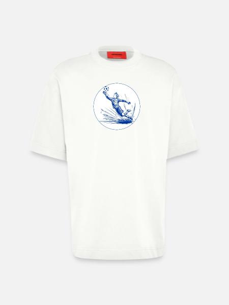 Goalkeeper (blue and white) - Heavyweight T-Shirt - made by SPREAD  - OFF WHITE