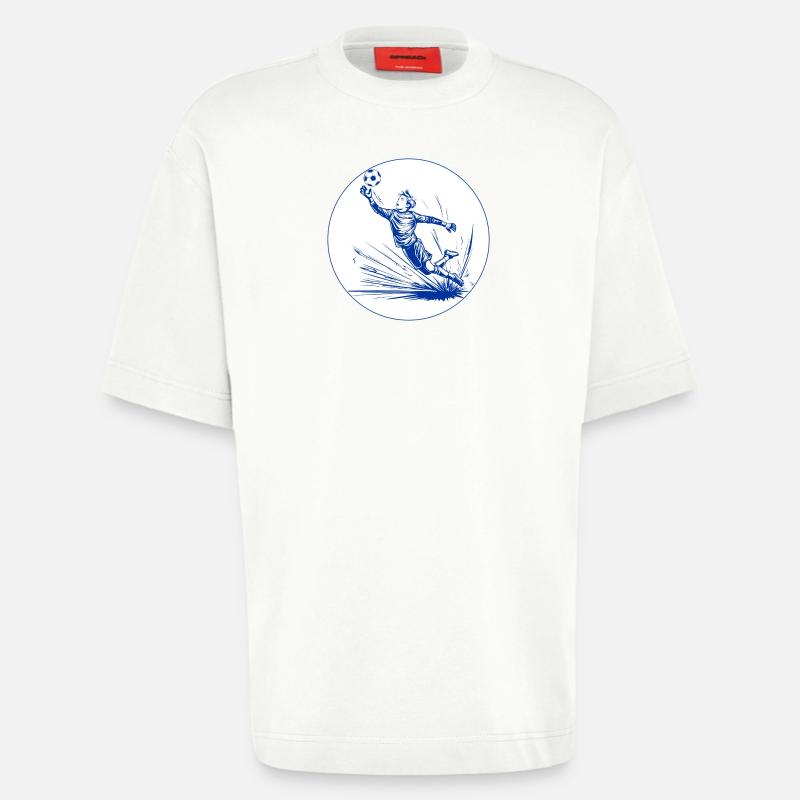 Goalkeeper (blue and white) - Heavyweight T-Shirt - made by SPREAD  - OFF WHITE