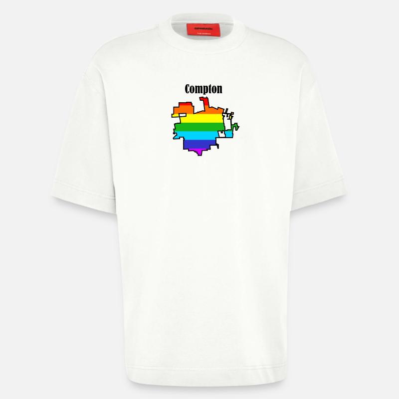 Arc-en-ciel de Compton - T-shirt bio épais oversize fabriqué en UE - OFF WHITE