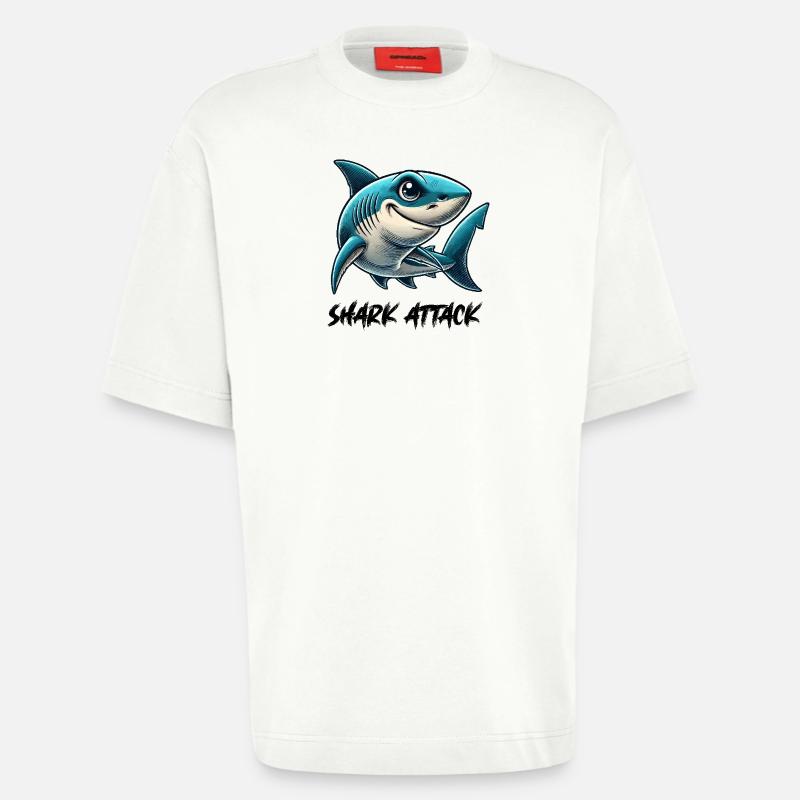 Shark Comic - Heavyweight T-Shirt - made by SPREAD - OFF WHITE