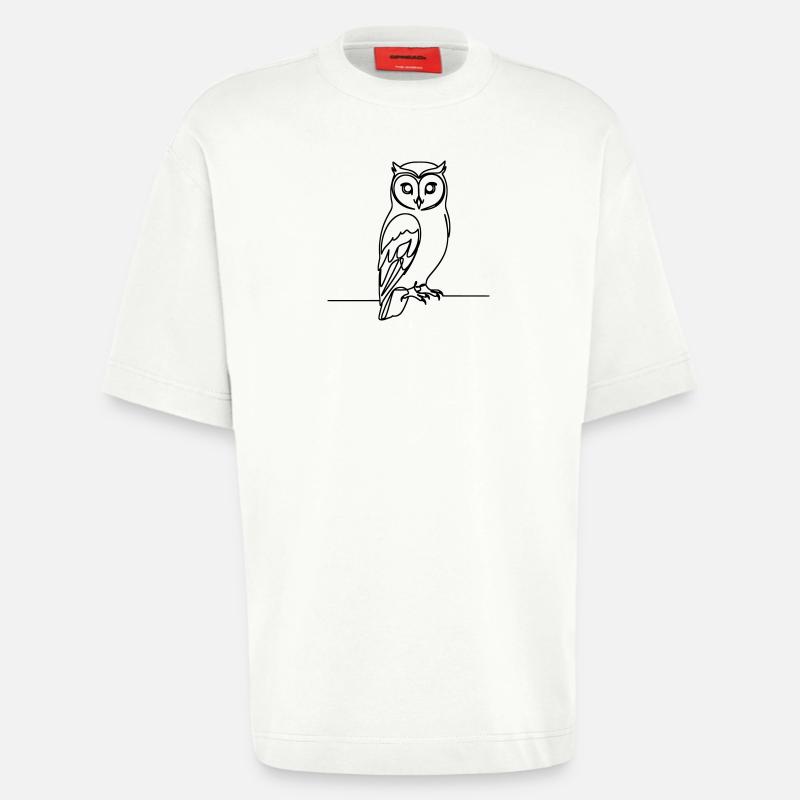 Eule Einzeilig - Heavyweight T-Shirt - made by SPREAD  - OFF WHITE