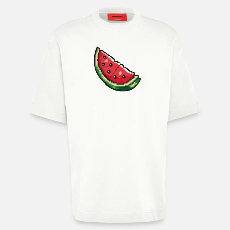 Pastèque Pixel Gamer - T-shirt bio épais oversize fabriqué en UE - OFF WHITE
