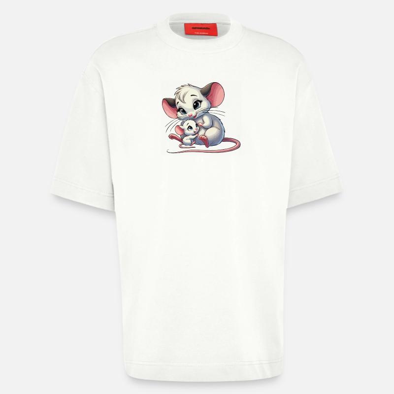 Mausmutter mit Kind - Heavyweight T-Shirt - made by SPREAD  - OFF WHITE