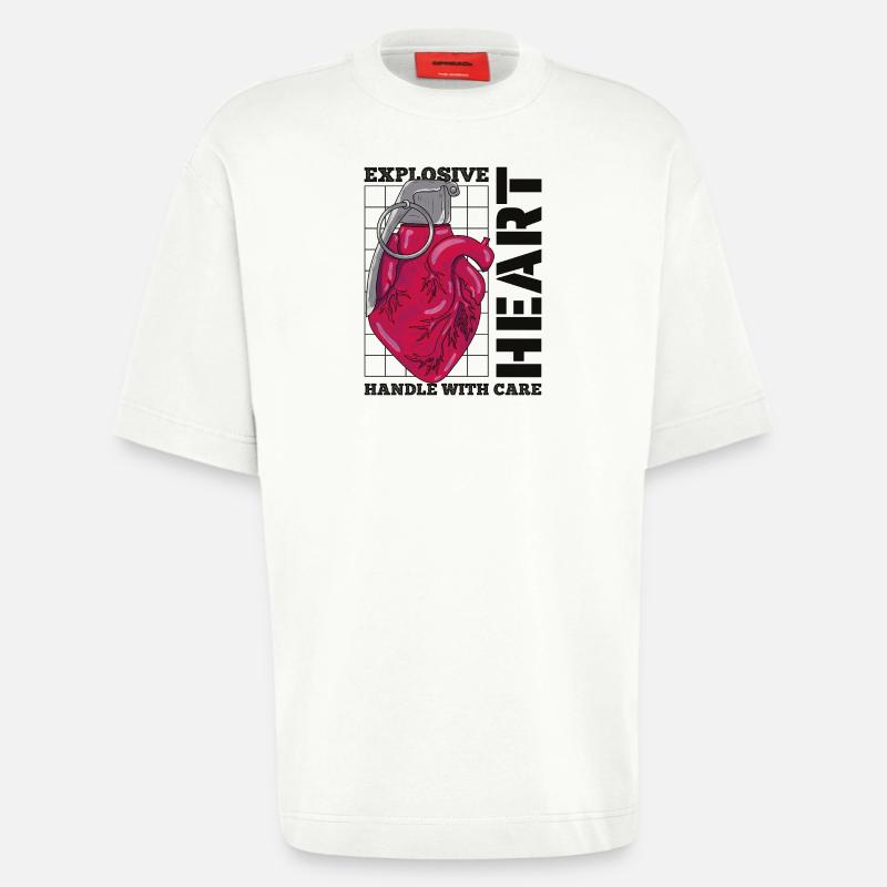 Exploding Heart - Heavyweight T-Shirt - made by SPREAD  - OFF WHITE