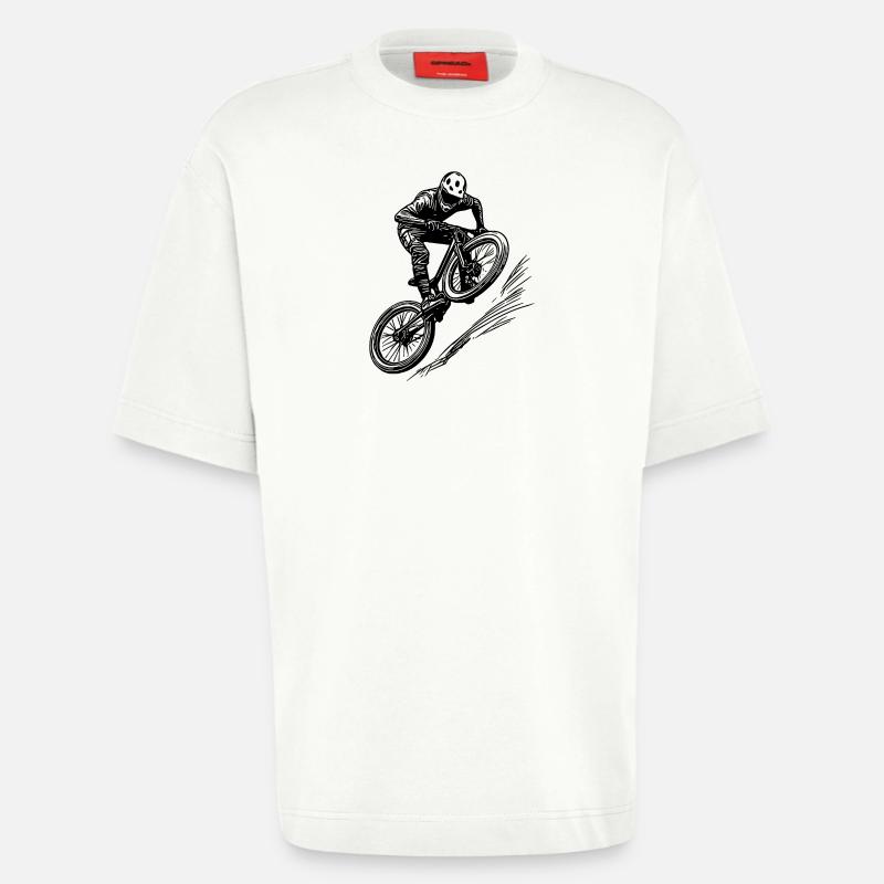 VTT avec vélo de descente - T-shirt bio épais oversize fabriqué en UE - OFF WHITE