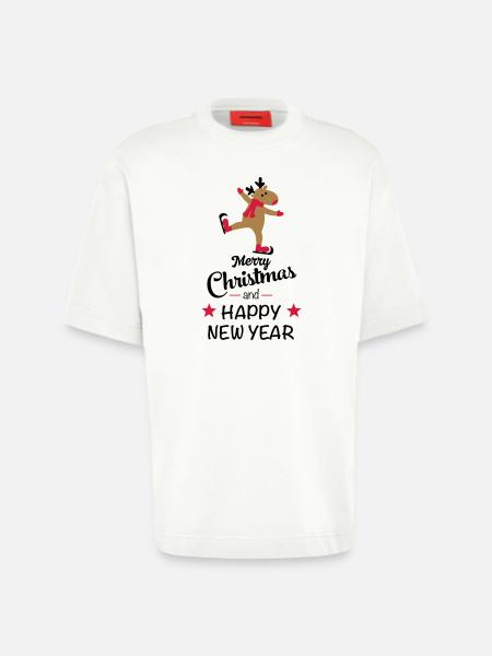 Noël drôle - T-shirt bio épais oversize fabriqué en UE - OFF WHITE
