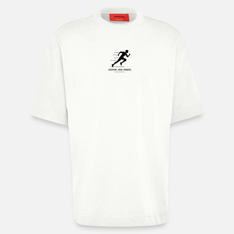 Discipline Focus Progress Runner - Heavyweight T-Shirt - made by SPREAD - OFF WHITE
