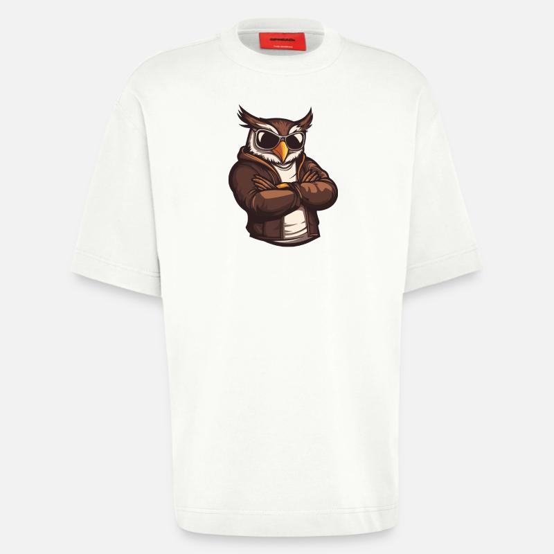 Owl Comic Cool - Heavyweight T-Shirt - made by SPREAD  - OFF WHITE