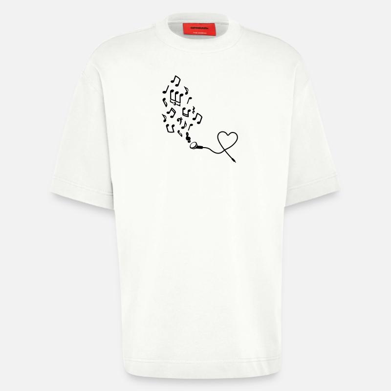 Kopfhörer mit Noten - Heavyweight T-Shirt - made by SPREAD  - OFF WHITE