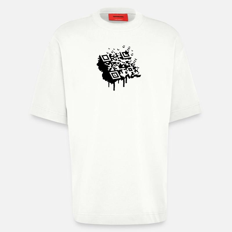 3D Barcode als Graffiti - Heavyweight T-Shirt - made by SPREAD  - OFF WHITE