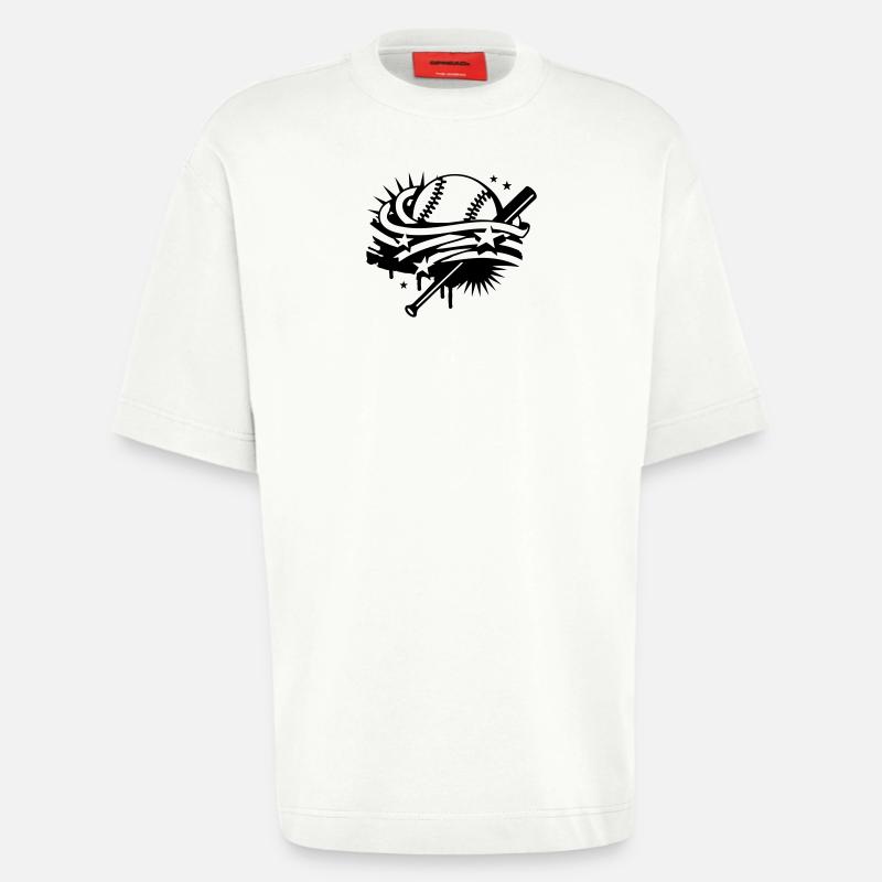 Baseball und ein Baseballschläger - Heavyweight T-Shirt - made by SPREAD  - OFF WHITE