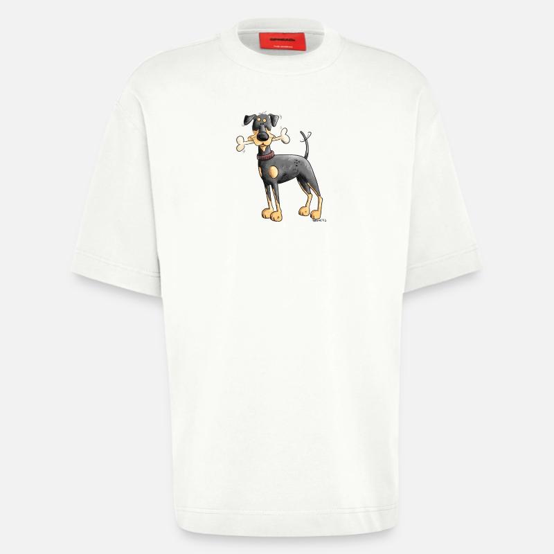 Dobermann Oder Pinscher mit Knochen - Heavyweight T-Shirt - made by SPREAD  - OFF WHITE