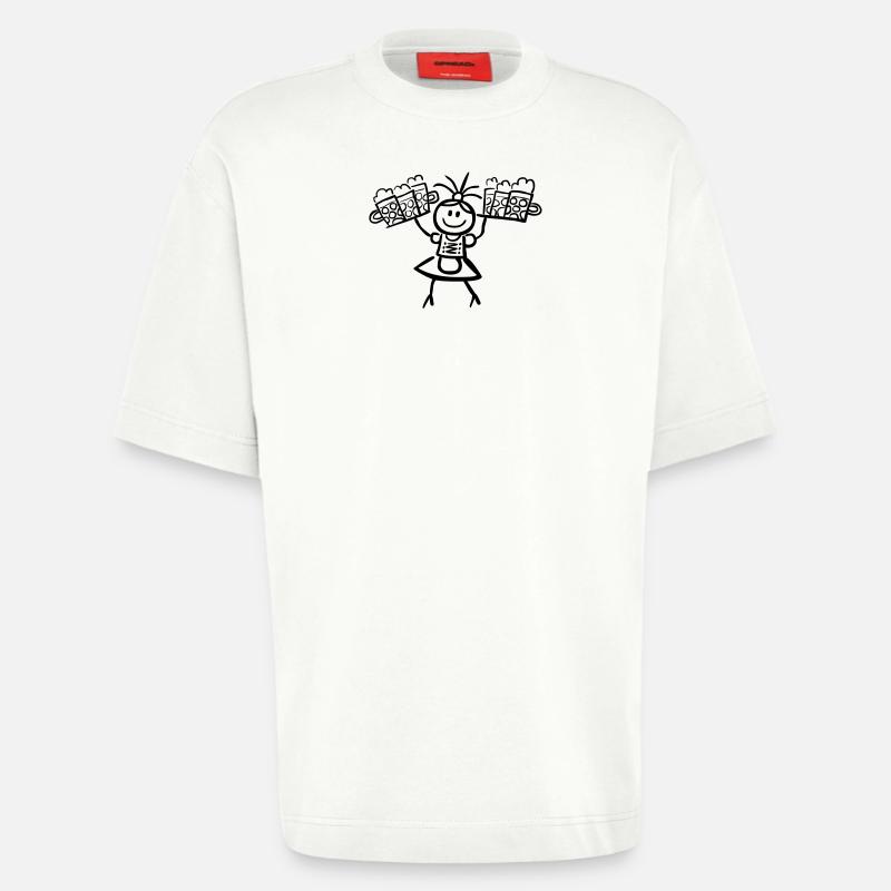 Kellnerin im Dirndl mit Biertablett - Heavyweight T-Shirt - made by SPREAD  - OFF WHITE