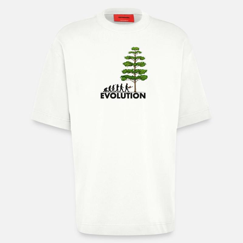 Tronçonneuse Evolution Grey Big Tree - T-shirt bio épais oversize fabriqué en UE - OFF WHITE
