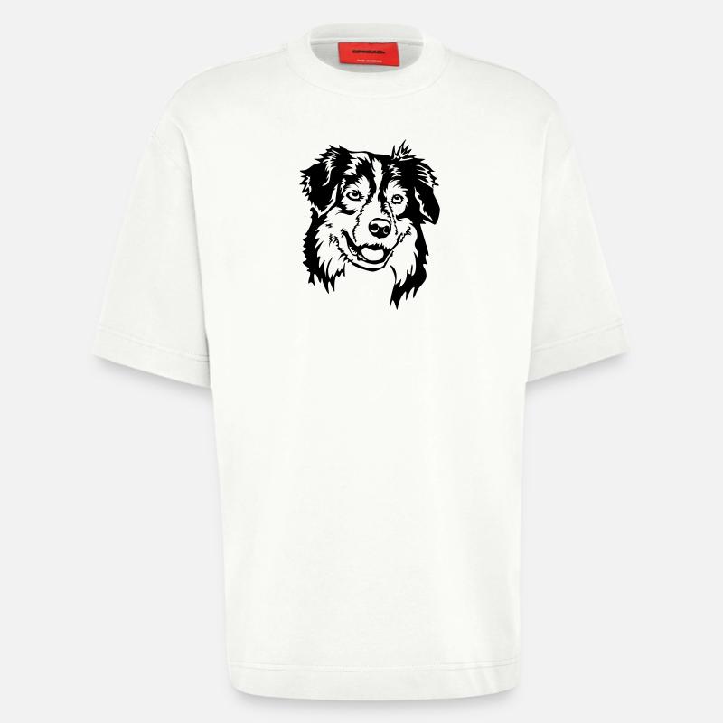Australian Shepherd Kopf - Heavyweight T-Shirt - made by SPREAD  - OFF WHITE