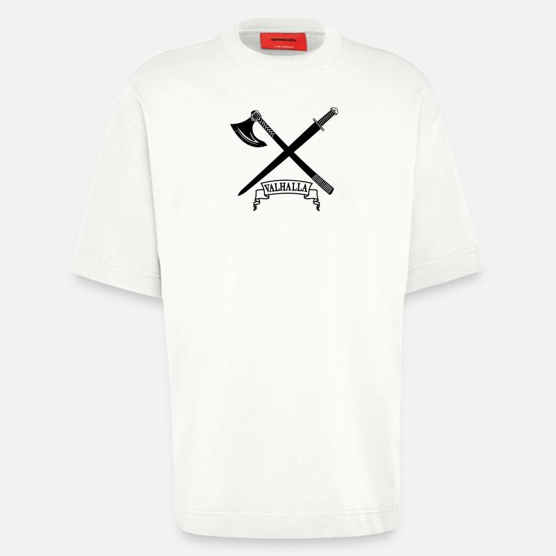 Walhalla mit Axt und Schwert - Heavyweight T-Shirt - made by SPREAD  - OFF WHITE