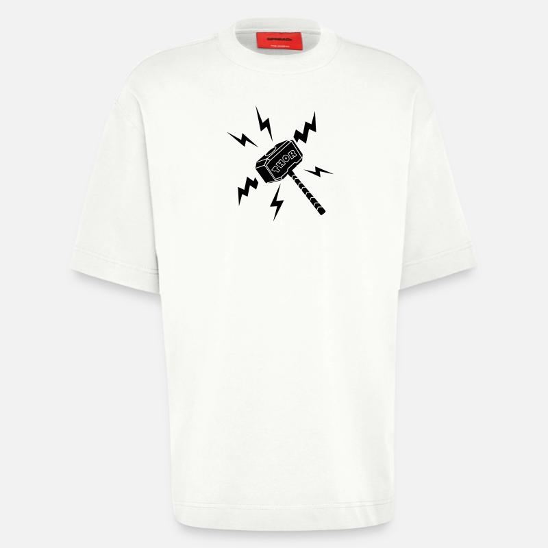 Thor-Hammer mit Text THOR - Heavyweight T-Shirt - made by SPREAD  - OFF WHITE