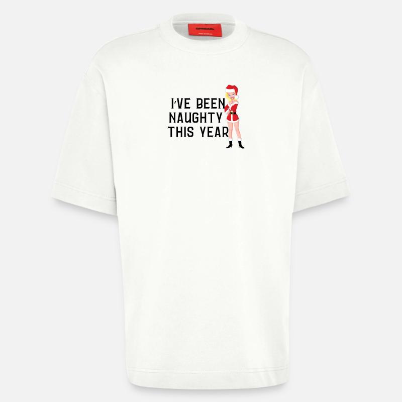 Pull de Noël coquin - T-shirt bio épais oversize fabriqué en UE - OFF WHITE