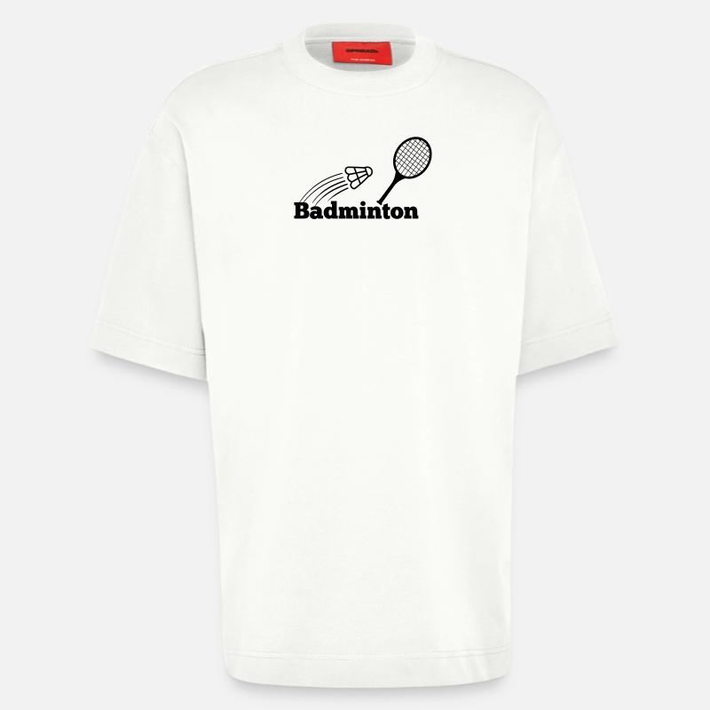 Badmintontext mit Shuttle und Schläger - Heavyweight T-Shirt - made by SPREAD  - OFF WHITE