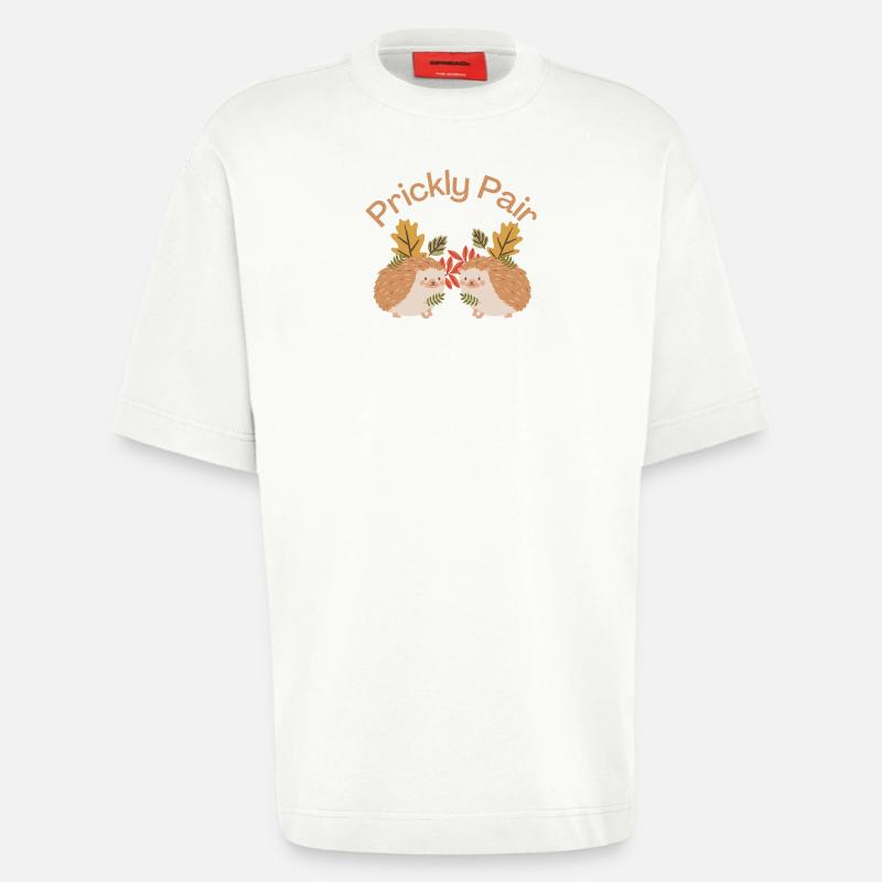 Prickly Pair - Hedgehog Lovers - Heavyweight T-Shirt - made by SPREAD - OFF WHITE