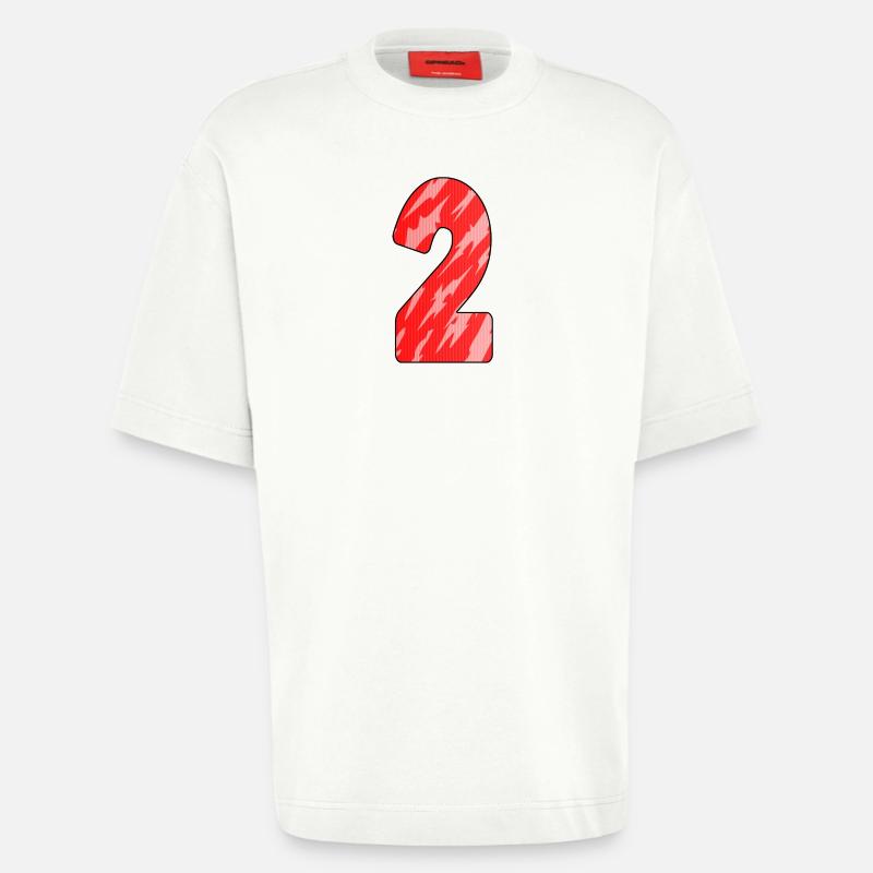 Number 2 Red Pattern - Heavyweight T-Shirt - made by SPREAD - OFF WHITE