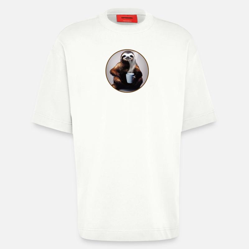 Faultier mit Kaffee - Heavyweight T-Shirt - made by SPREAD - OFF WHITE