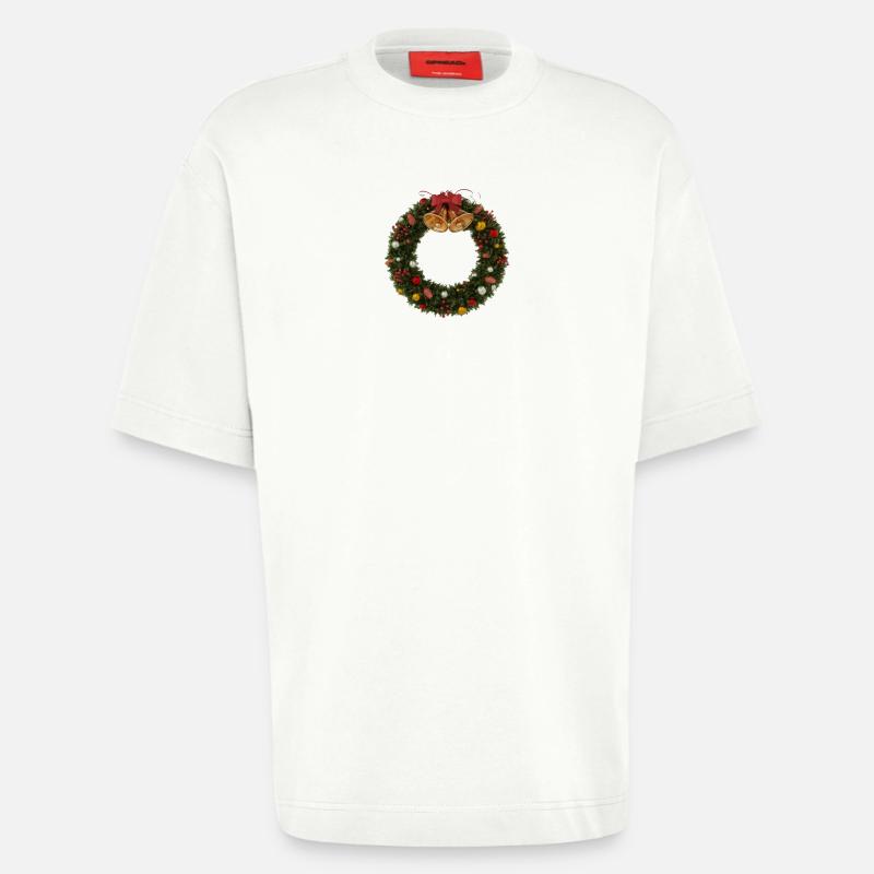 Weihnachtskranz mit Glocken und Schleife - Heavyweight T-Shirt - made by SPREAD  - OFF WHITE