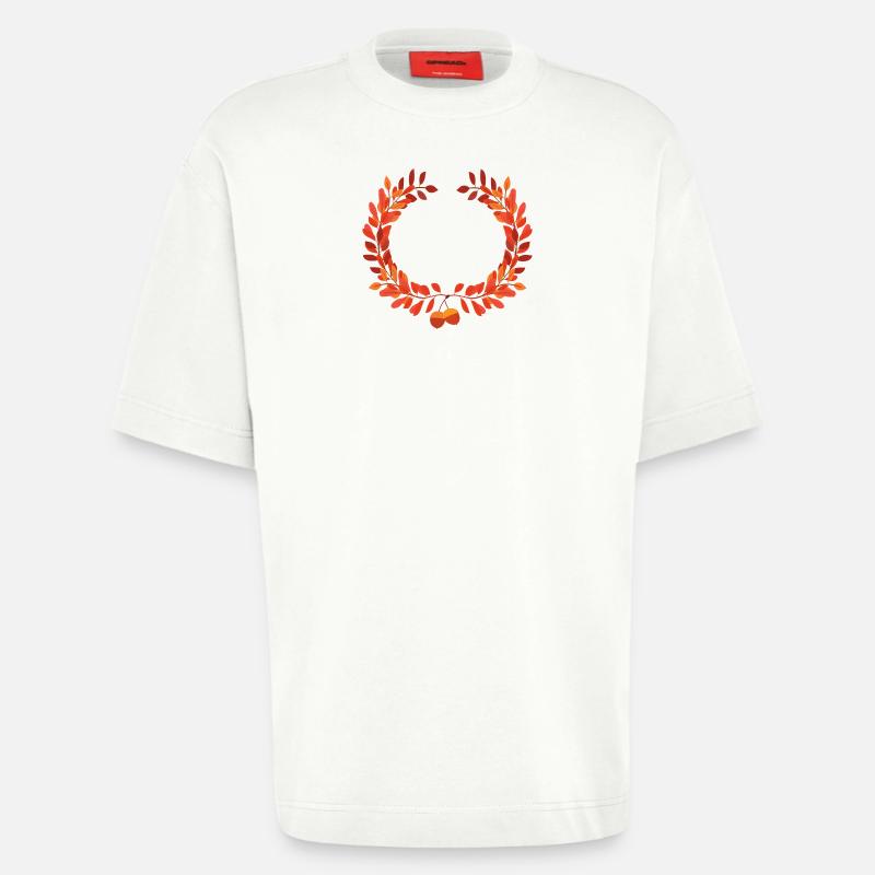 Herbstlaub Kranz mit Eicheln - Heavyweight T-Shirt - made by SPREAD  - OFF WHITE