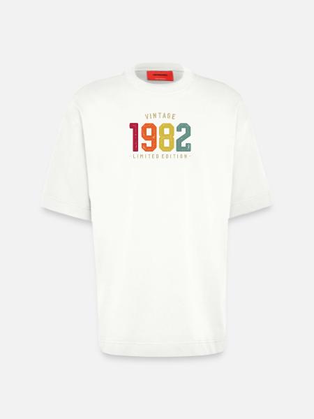 Millésime 1982 Edition Limitée - T-shirt bio épais oversize fabriqué en UE - OFF WHITE