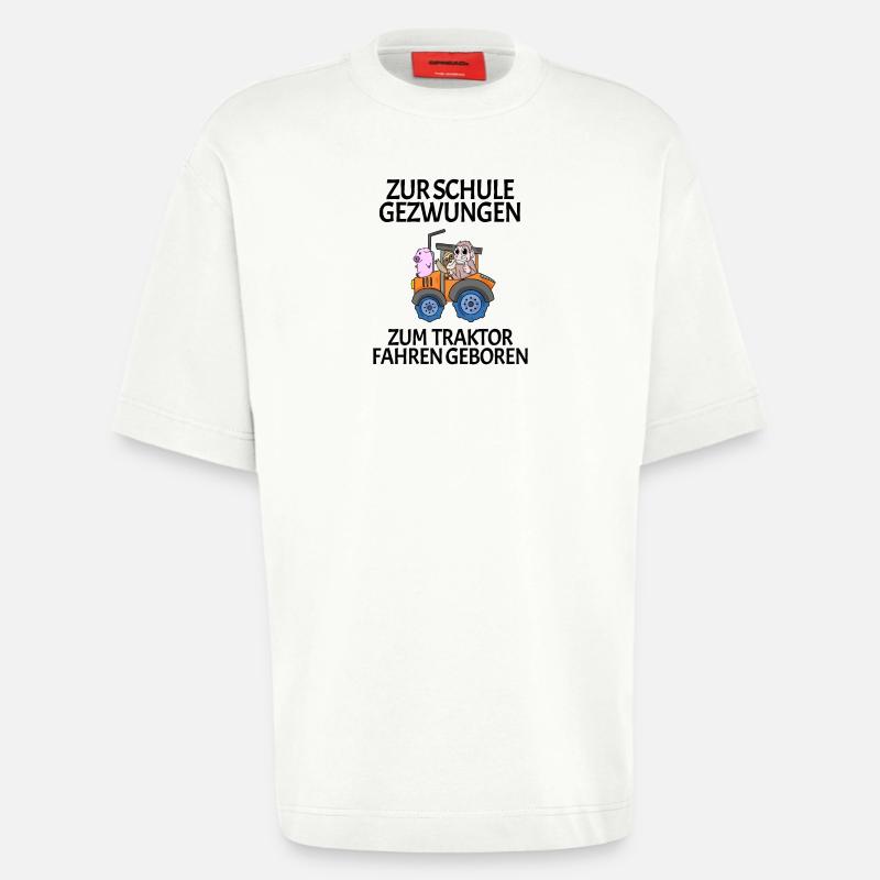 Schule Einschulung Traktor Geschenk Lustig - Heavyweight T-Shirt - made by SPREAD  - OFF WHITE
