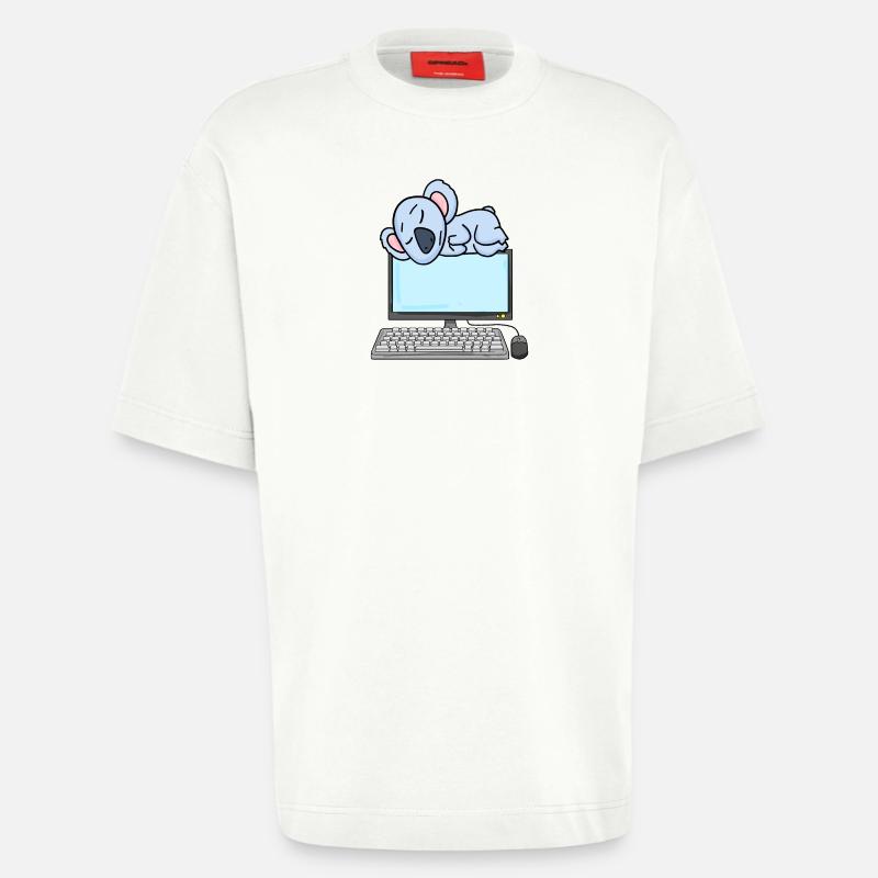 Koala Computer Nerd Programmeur Cadeau - T-shirt bio épais oversize fabriqué en UE - OFF WHITE