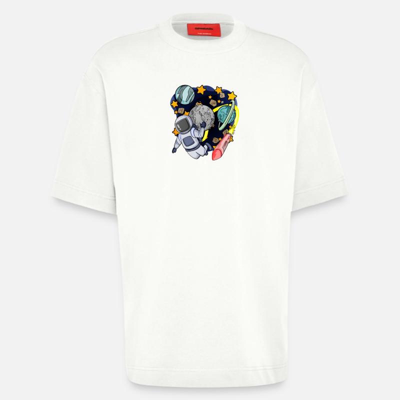 Astronaute dans l’espace - T-shirt bio épais oversize fabriqué en UE - OFF WHITE