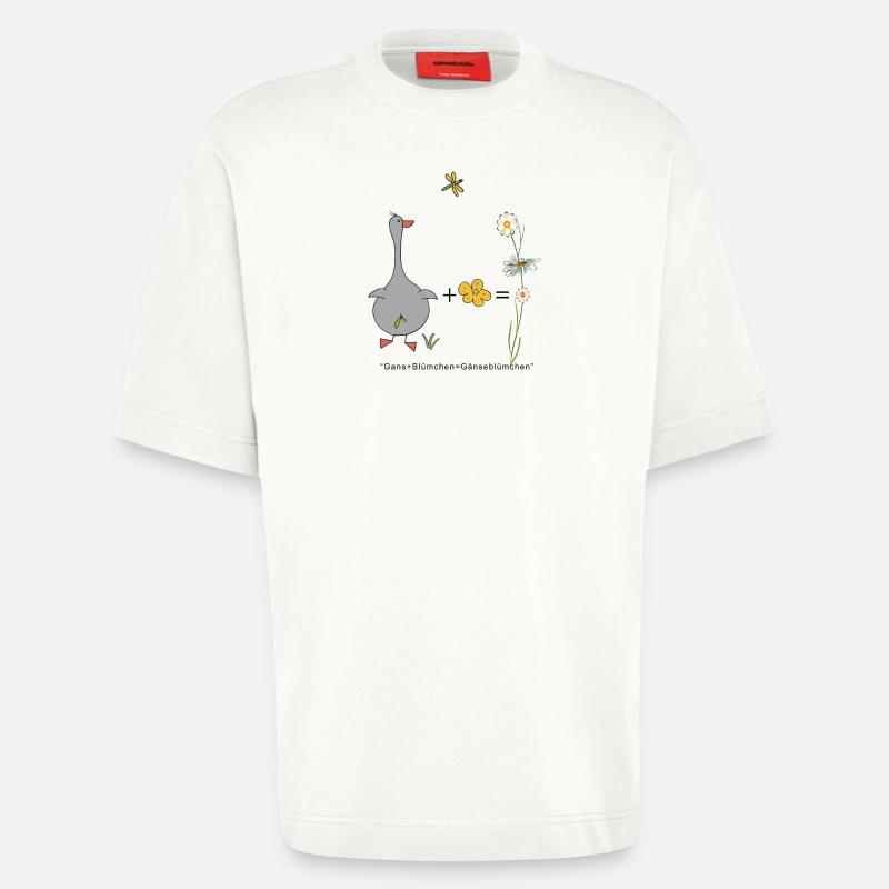 Gans und Blümchen gleich Gänseblümchen - Heavyweight T-Shirt - made by SPREAD  - OFF WHITE