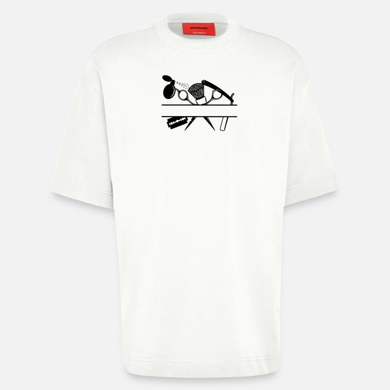Bannière de texte d’attributs de coiffeurs - T-shirt bio épais oversize fabriqué en UE - OFF WHITE