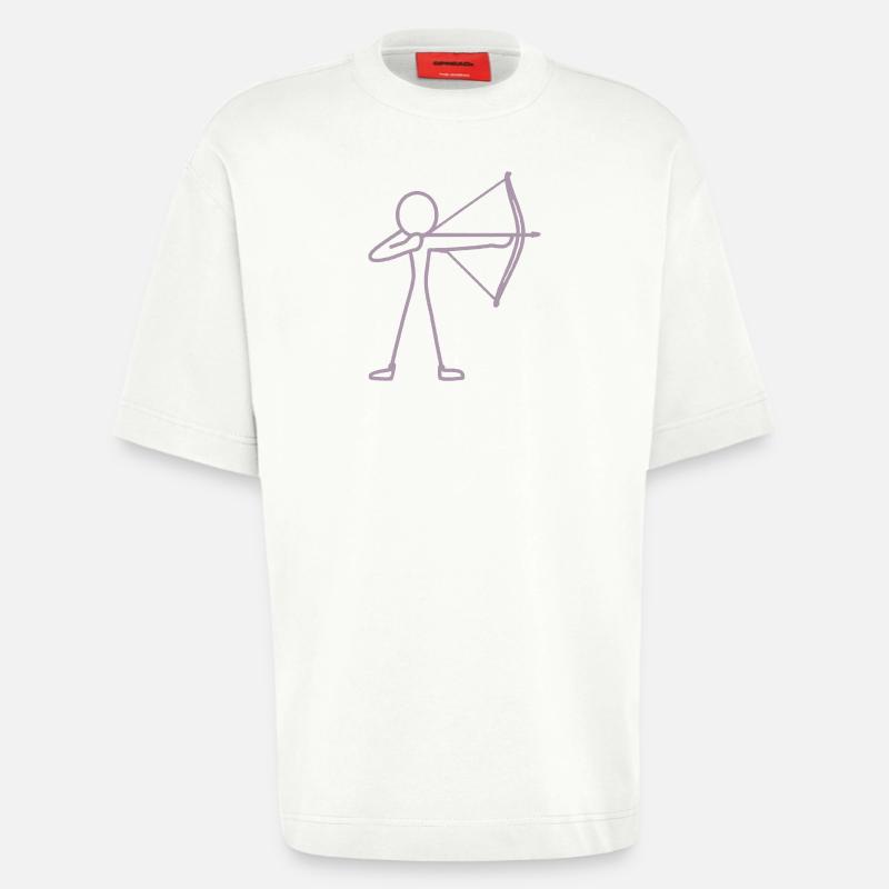 Strichmännchen Bogen Bogenschießen Bogenschütze - Heavyweight T-Shirt - made by SPREAD  - OFF WHITE