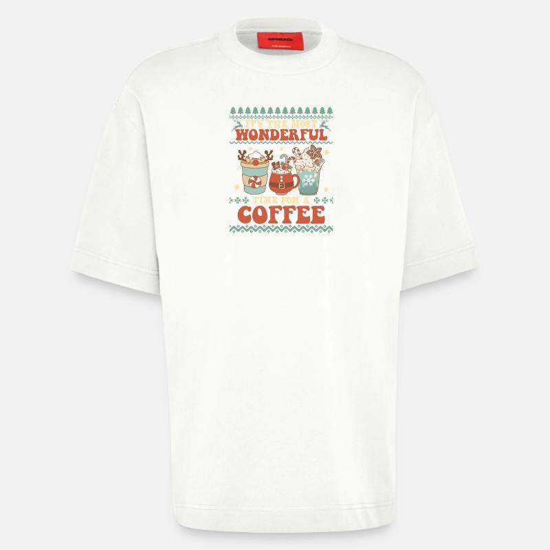 Pull de Noël moche - T-shirt bio épais oversize fabriqué en UE - OFF WHITE