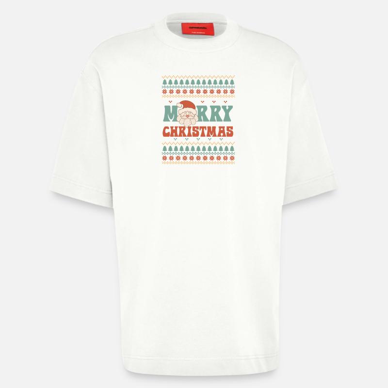 Pull de Noël moche - T-shirt bio épais oversize fabriqué en UE - OFF WHITE
