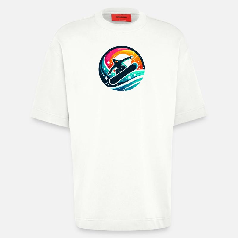 Vibrations de l'Évolution du Snowboard - T-shirt bio épais oversize fabriqué en UE - OFF WHITE