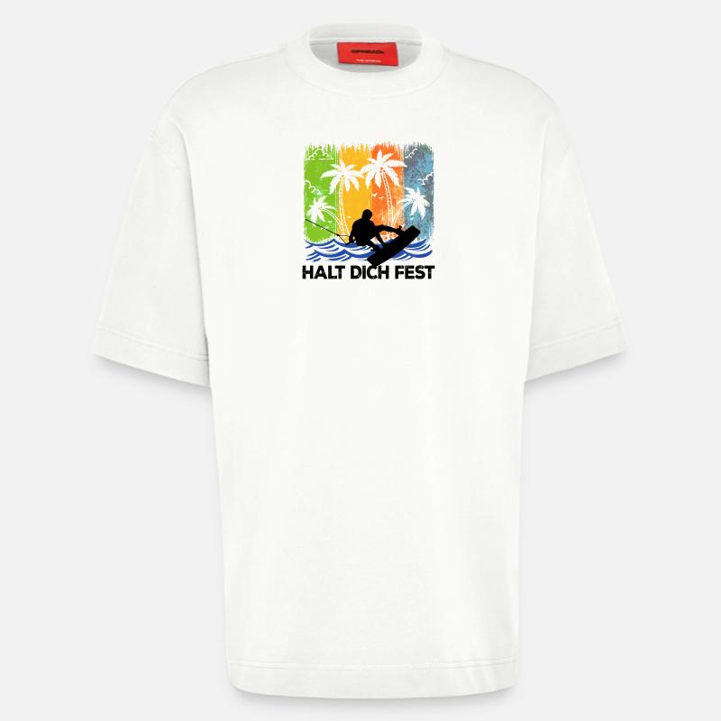 Wakeboard Kitesurfer Statement Surf Stunt Wave - T-shirt bio épais oversize fabriqué en UE - OFF WHITE