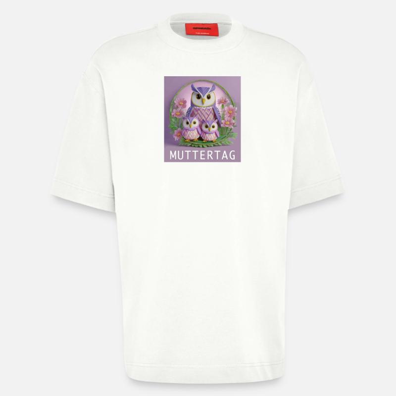 Muttertag Eulenfamilie - Heavyweight T-Shirt - made by SPREAD - OFF WHITE